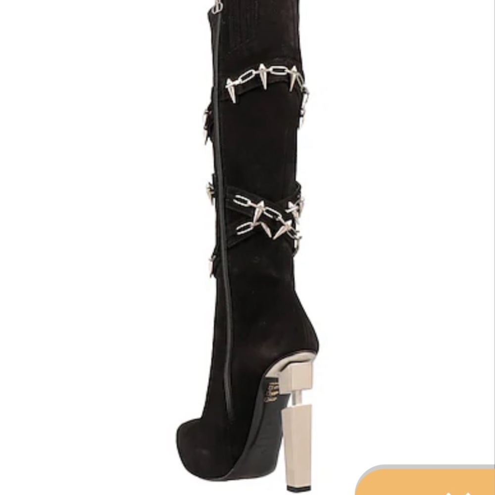 Black suede Women's tall platform Boots sz 8.5 Julia Haart - Picture 2 of 6